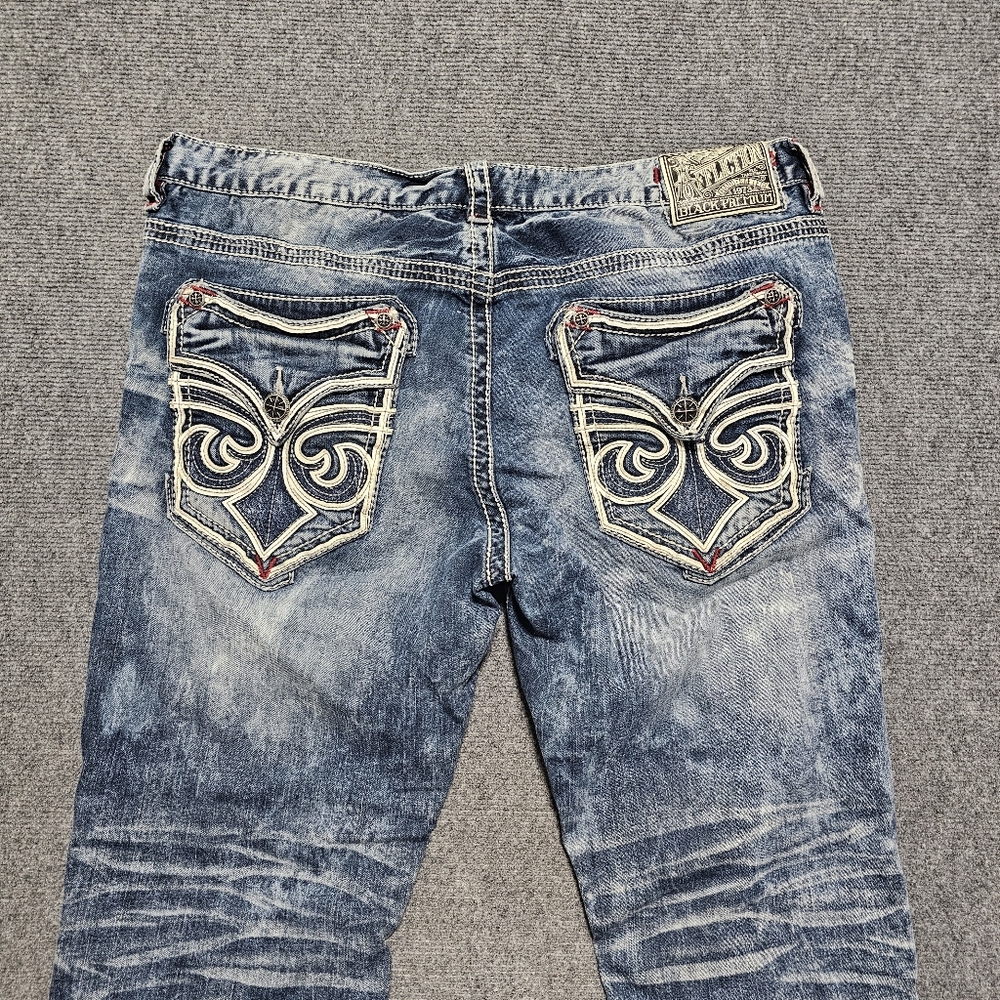 Affliction Ace Black Premium Slim Straight Jeans Mens Denim 36x33 Acid Wash